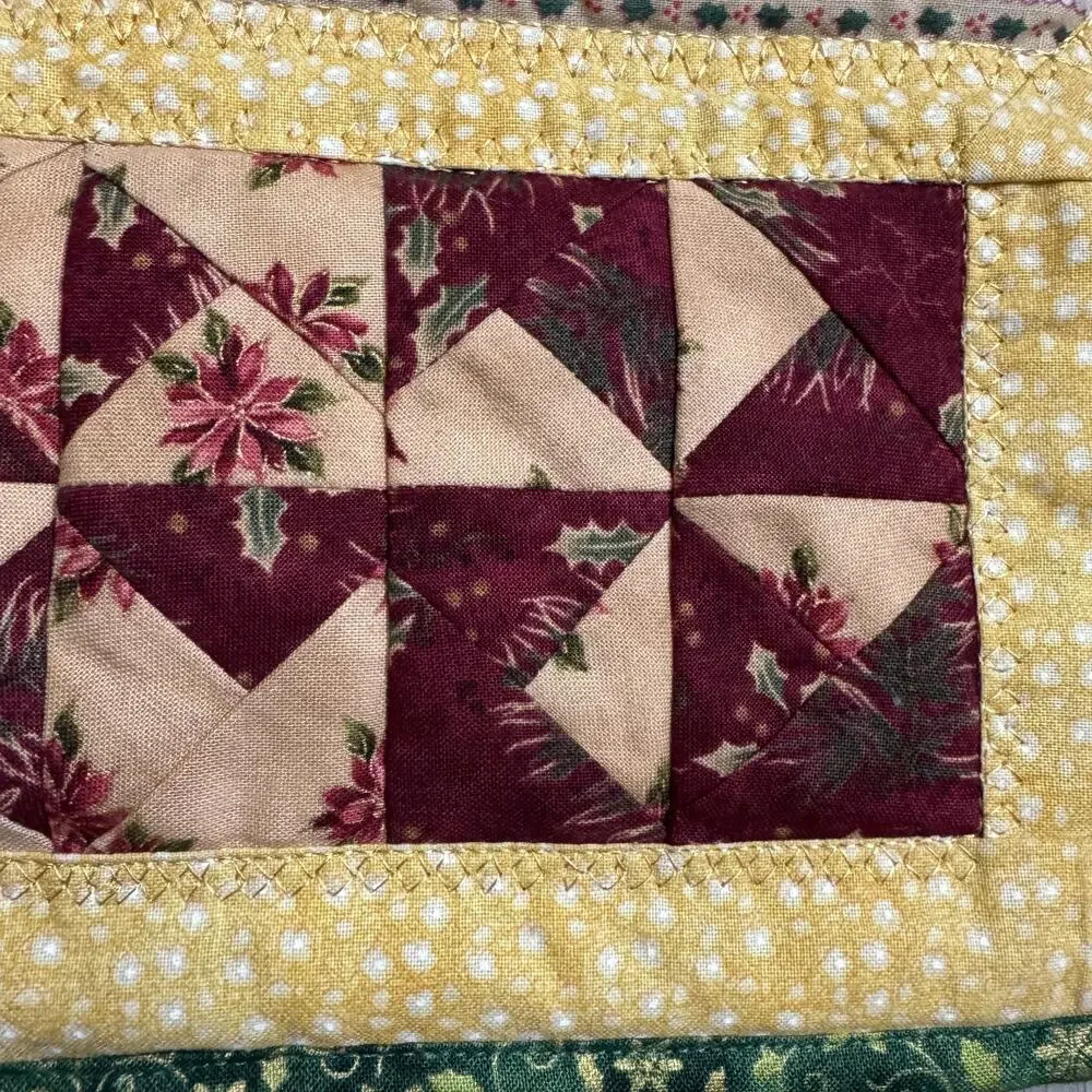 Handmade Reversible Quilted Table Runner Home Sweet Home Love is Kind Christmas